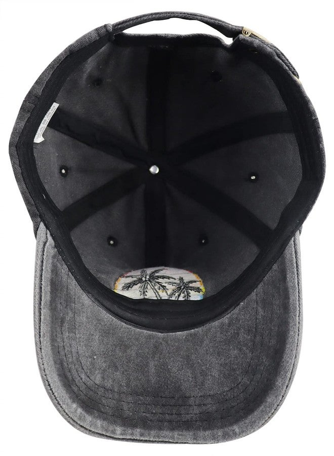 Vxchkerm Summer Sun Beach Hat for Men Women, Hawaiian Tropic Palm Tree Baseball Cap, Funny Outdoor Travel Vacation Hiking Fishing Hat, Adjustable Washed Cotton Embroidered Sunset Cap - Image 5